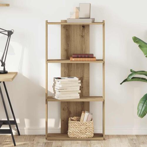 Bogreol med 3 hylder 60x30x120 cm konstrueret træ egetræsfarvet