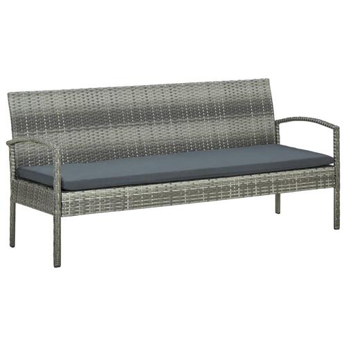 Loungesæt til haven 5 dele med hynder polyrattan grå