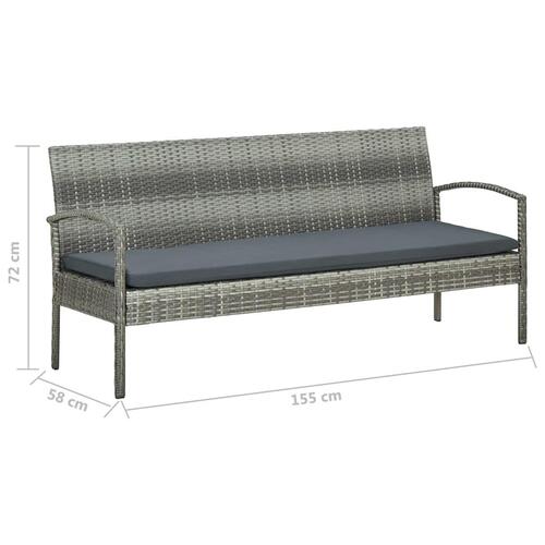 Loungesæt til haven 5 dele med hynder polyrattan grå
