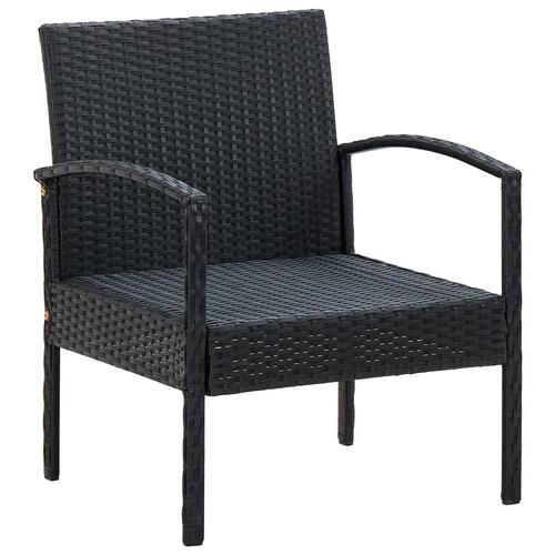 Loungesæt til haven 5 dele med hynder polyrattan sort