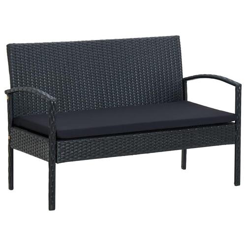 Loungesæt til haven 5 dele med hynder polyrattan sort