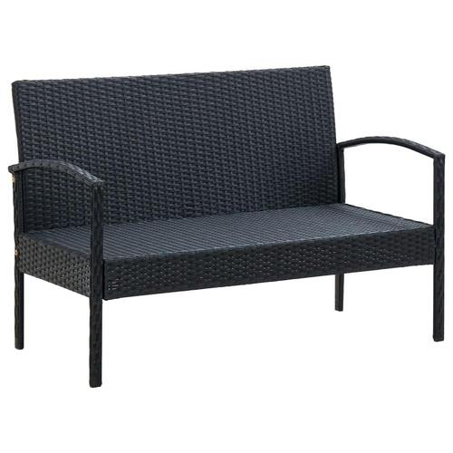 Loungesæt til haven 5 dele med hynder polyrattan sort