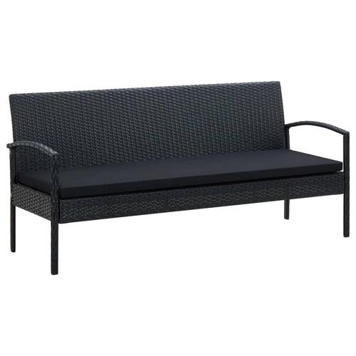 Loungesæt til haven 5 dele med hynder polyrattan sort