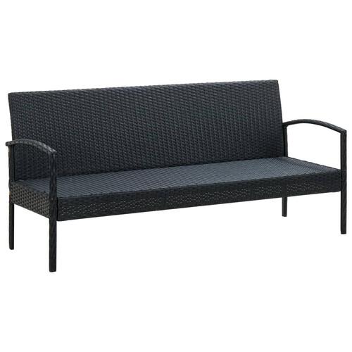 Loungesæt til haven 5 dele med hynder polyrattan sort
