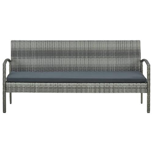 3-personers havesofa med hynder polyrattan grå