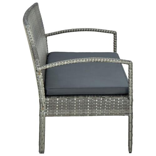 3-personers havesofa med hynder polyrattan grå