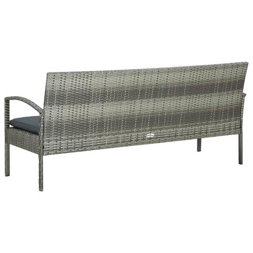 3-personers havesofa med hynder polyrattan grå