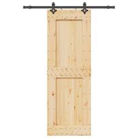 Skydedør med monteringssæt 80x210 cm massivt fyrretræ