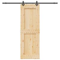 Skydedør med monteringssæt 80x210 cm massivt fyrretræ