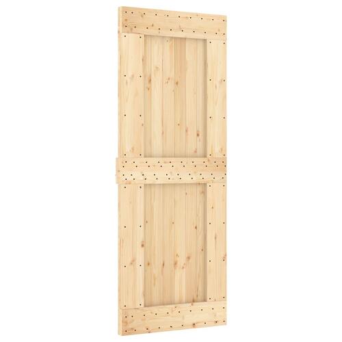 Skydedør med monteringssæt 80x210 cm massivt fyrretræ