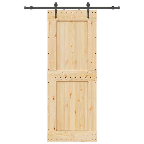 Skydedør med monteringssæt 85x210 cm massivt fyrretræ