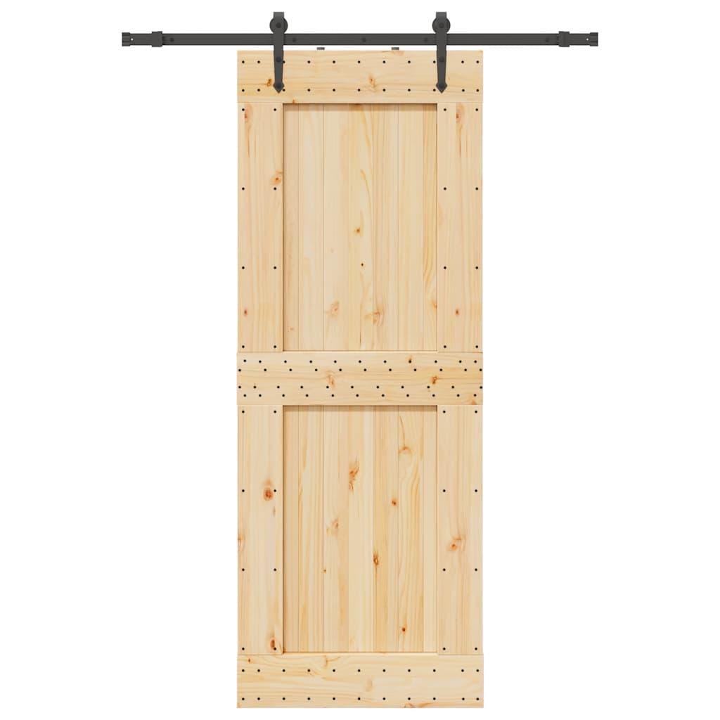 Skydedør med monteringssæt 85x210 cm massivt fyrretræ