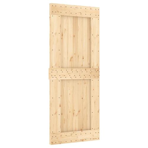 Skydedør med monteringssæt 85x210 cm massivt fyrretræ