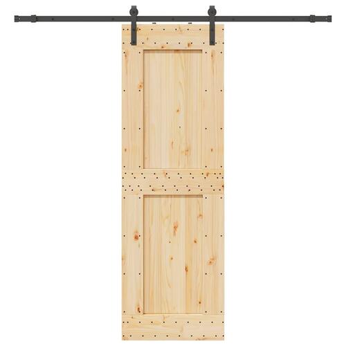 Skydedør med monteringssæt 70x210 cm massivt fyrretræ