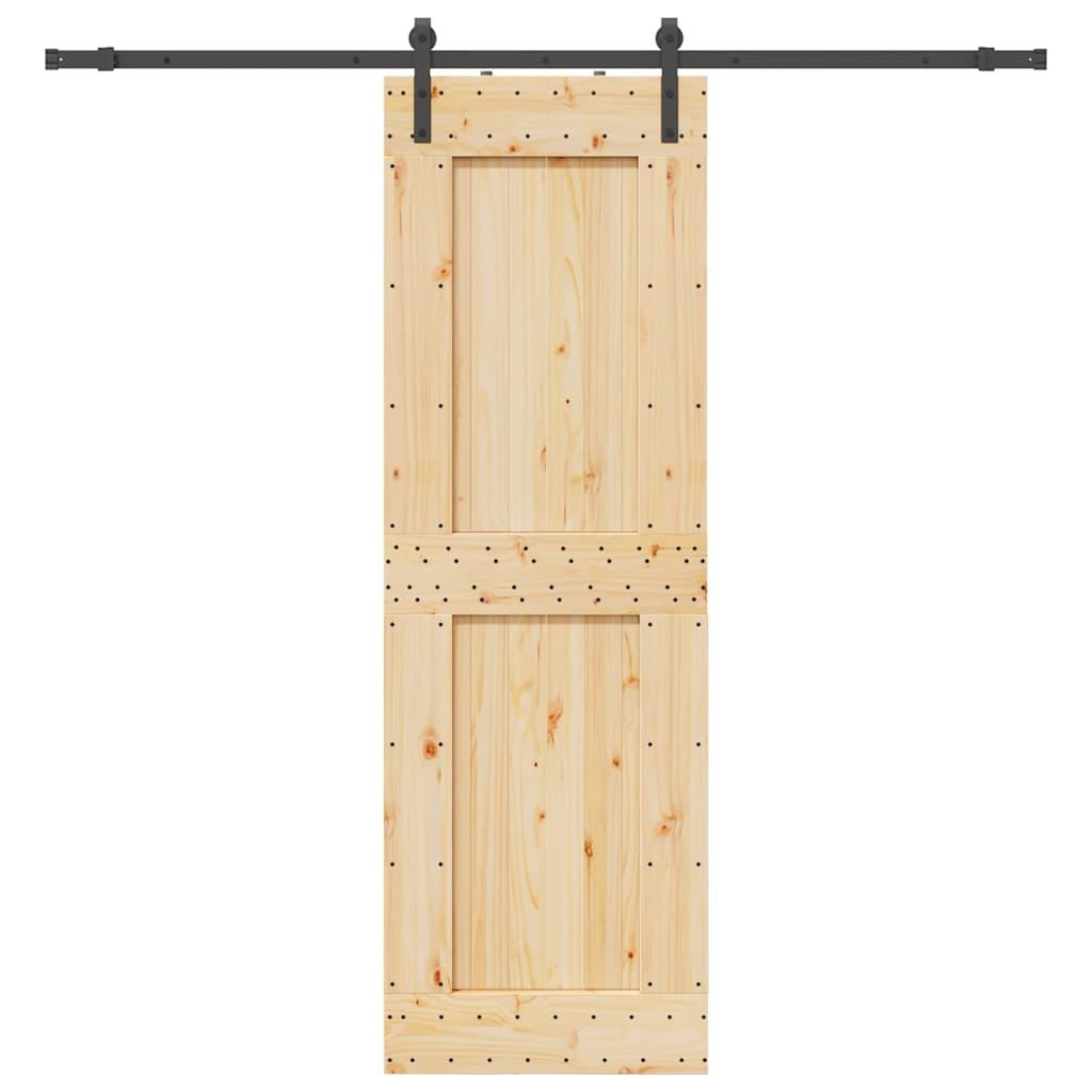 Skydedør med monteringssæt 70x210 cm massivt fyrretræ