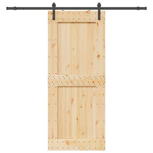 Skydedør med monteringssæt 95x210 cm massivt fyrretræ