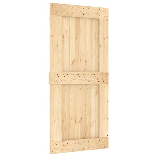 Skydedør med monteringssæt 95x210 cm massivt fyrretræ