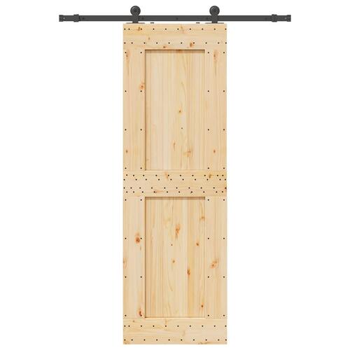 Skydedør med monteringssæt 70x210 cm massivt fyrretræ