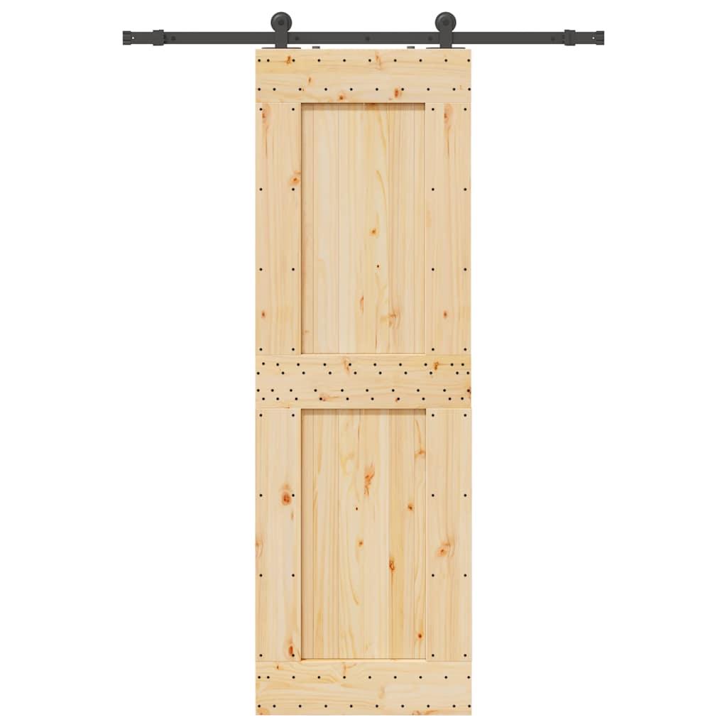 Skydedør med monteringssæt 70x210 cm massivt fyrretræ