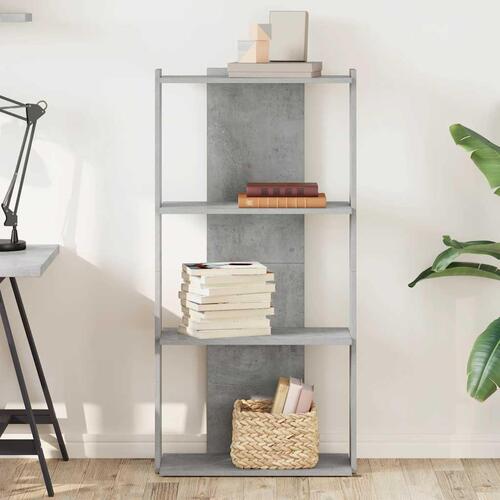 Bogreol 60x30x120 cm 3 hylder konstrueret træ betongrå