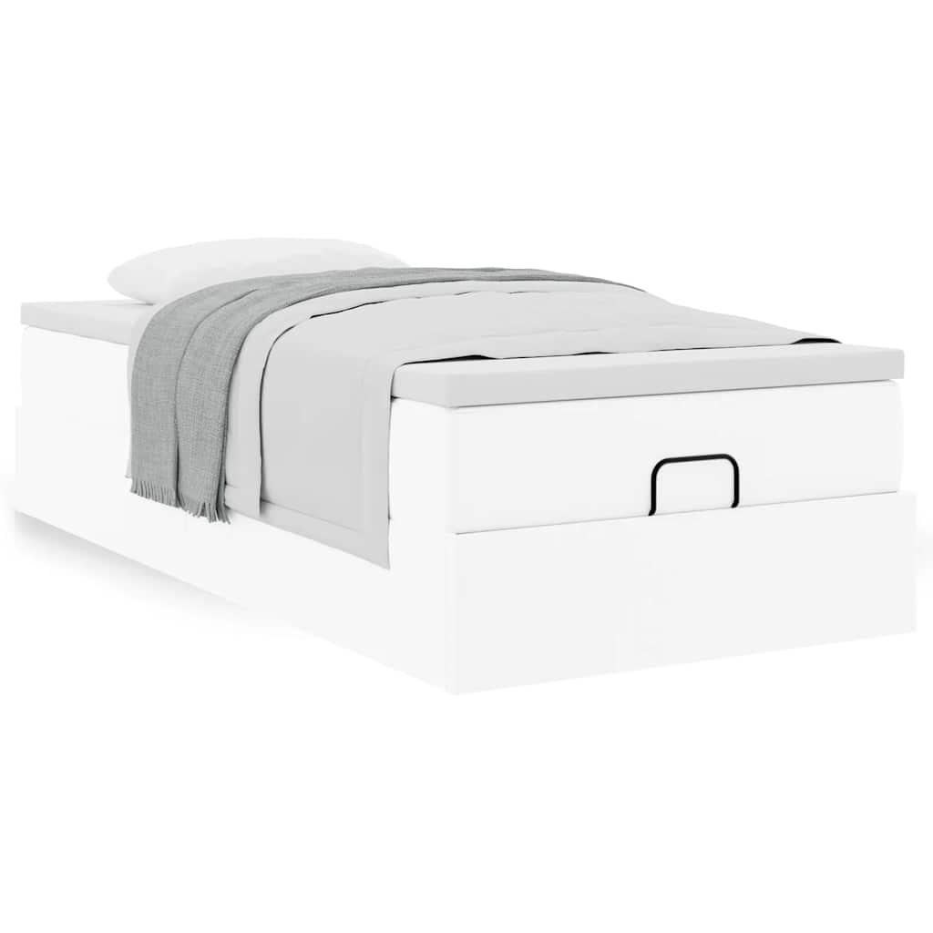Osmannisk sengeramme med madras 90x200 cm kunstlæder hvid billede
