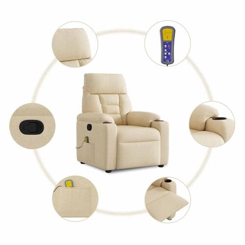 Massagestol stof cremefarvet