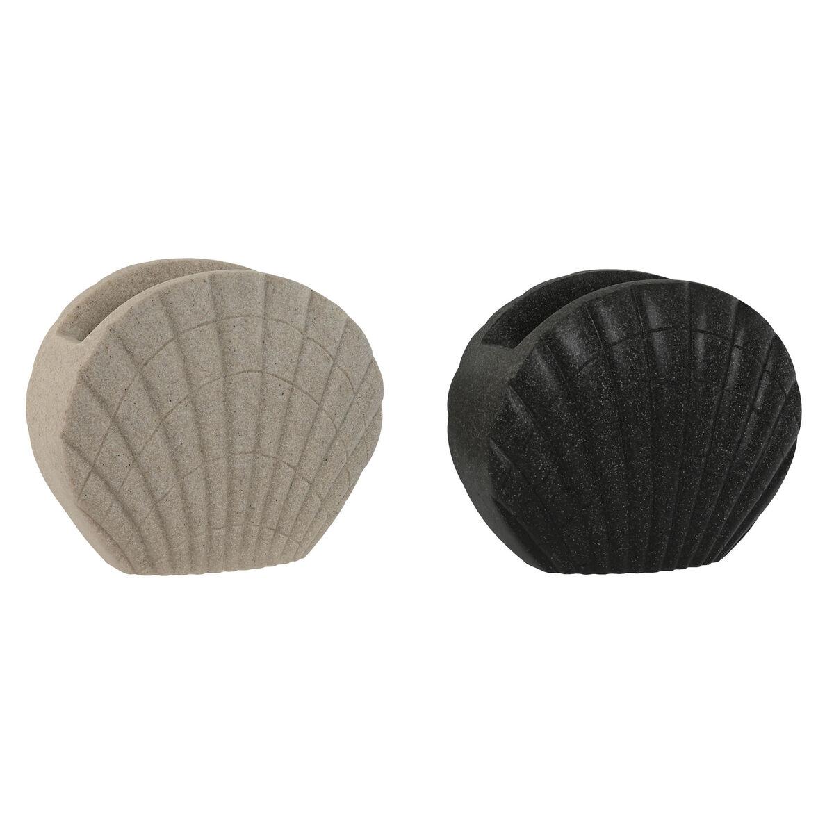 Tandbørsteholder i harpiks, grå/flødefarvet - 12 × 6 × 10,5 cm (2 stk.)