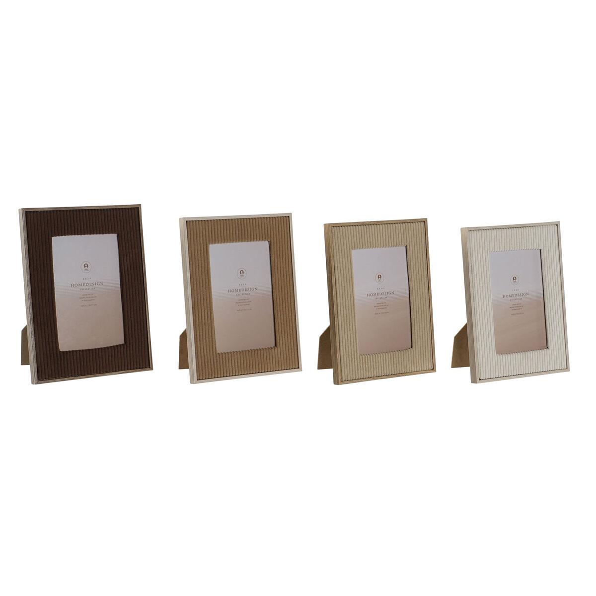 Fotoramme Home ESPRIT Brun Beige Fløjl Krystal Moderne 19 x 2 x 24 cm (4 enheder)