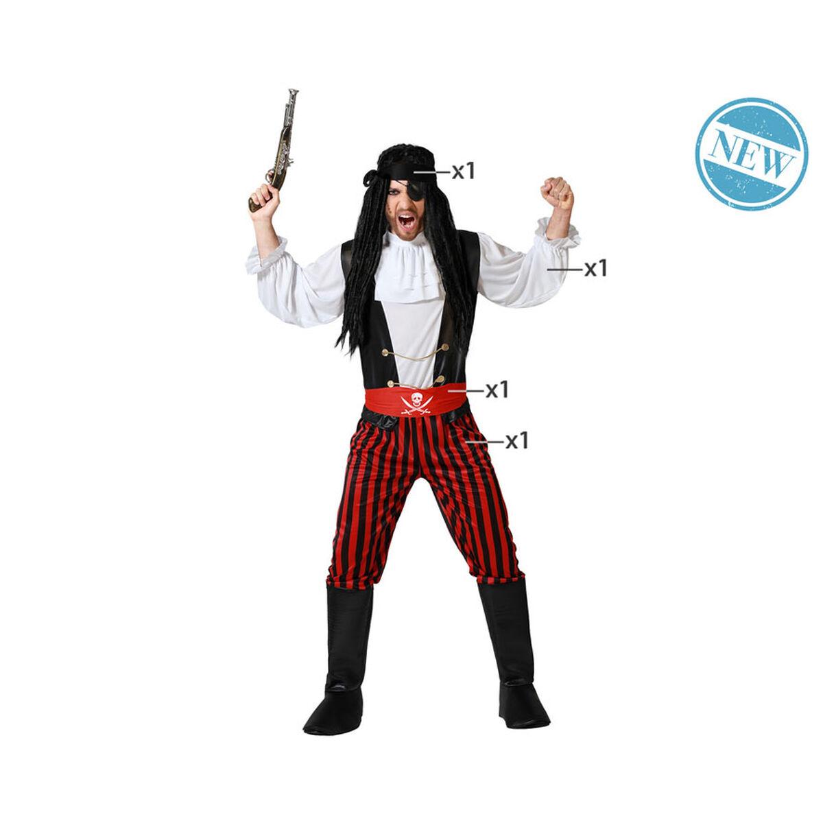 Piratkostume til voksne - Mand, XS/S, rød, polyester