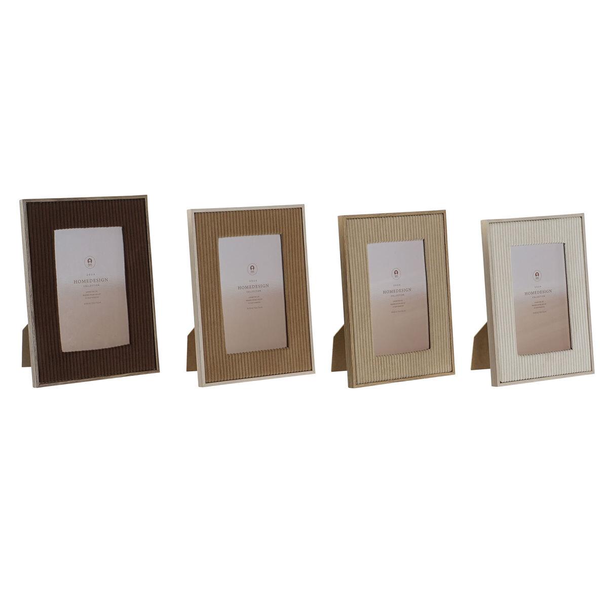 Fotoramme Home ESPRIT Brun Beige Fløjl Krystal Moderne 26 X 2,8 X 31 cm (4 enheder)