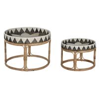Sæt med 2 borde Home ESPRIT Rattan 70 X 70 X 52 cm