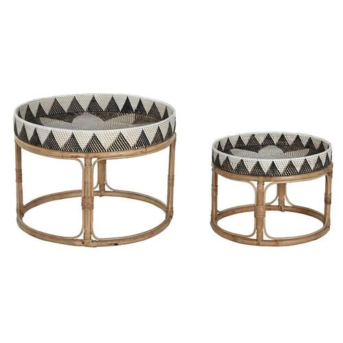 Sæt med 2 borde Home ESPRIT Rattan 70 X 70 X 52 cm