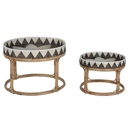 Sæt med 2 borde Home ESPRIT Rattan 70 X 70 X 52 cm