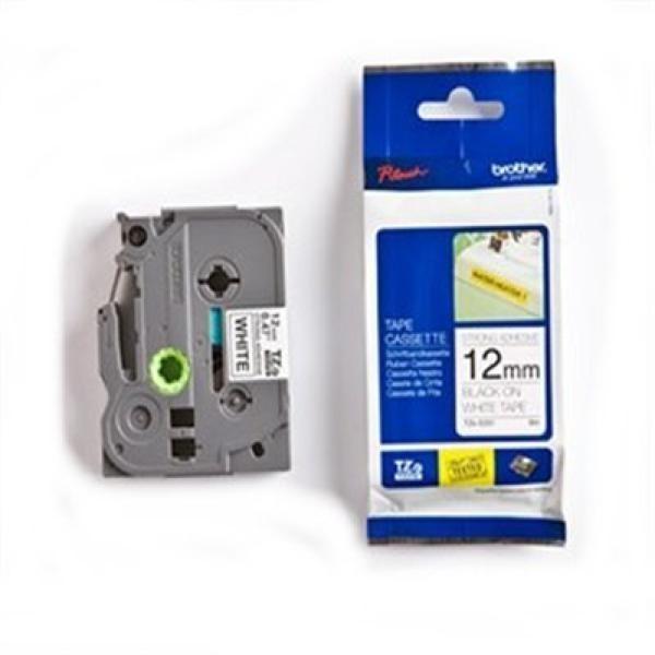 Labeltape Brother TZe-231 - 12 mm sort på hvid, lamineret