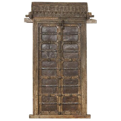Dekorativ havedør i brun teak - 120 × 46 × 190 cm