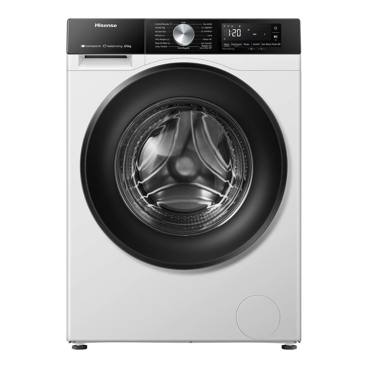 Hisense WD3S8043BW3 - Vaske-/ tørremaskine - Wi-Fi - bredde: 59.5 cm - dybde: 51 cm - højde: 84.5 cm - frontbetjening - 54 liter - 8 kg - 1400 rpm - hvid