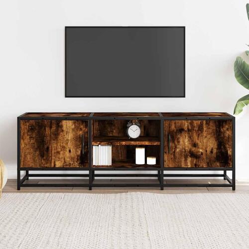 Tv-bord 120x35x41 cm konstrueret træ og metal røget egetræ