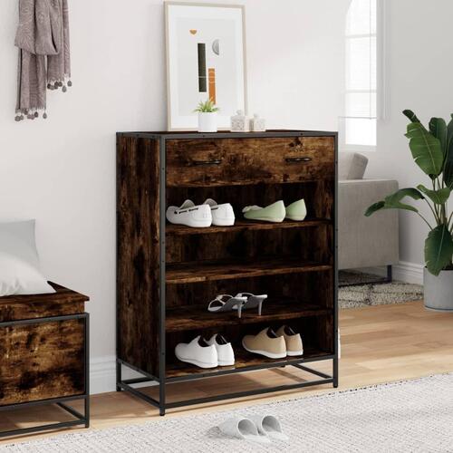 Skoskab 75x38x97,5 cm konstrueret træ og metal røget egetræ