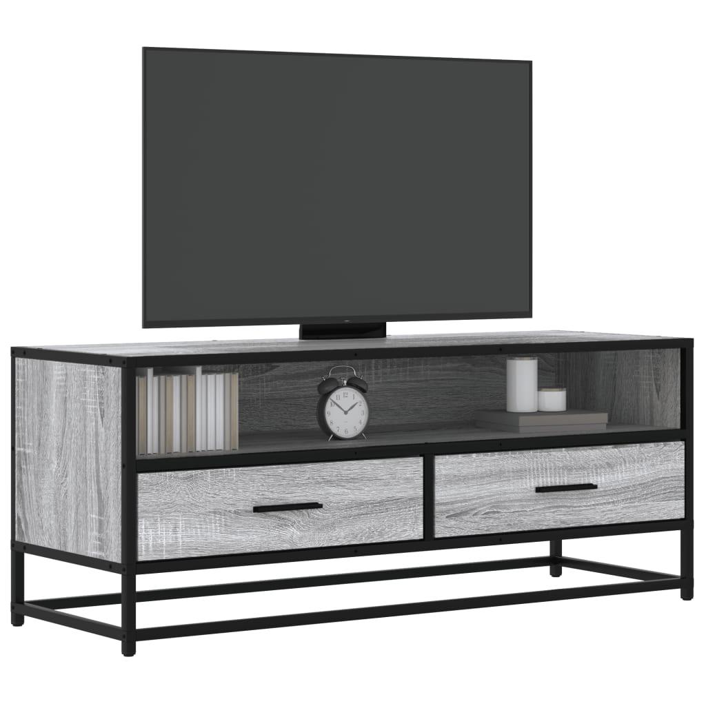 Tv-bord 100x34,5x40 cm konstrueret træ og metal grå sonoma-eg