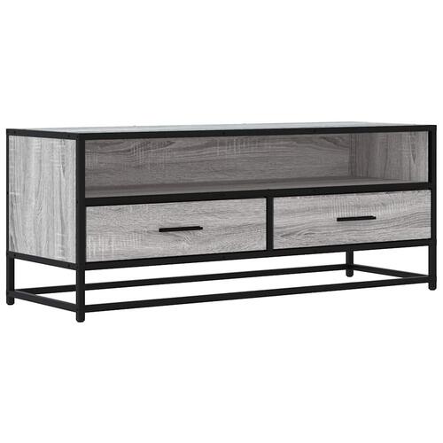 Tv-bord 100x34,5x40 cm konstrueret træ og metal grå sonoma-eg