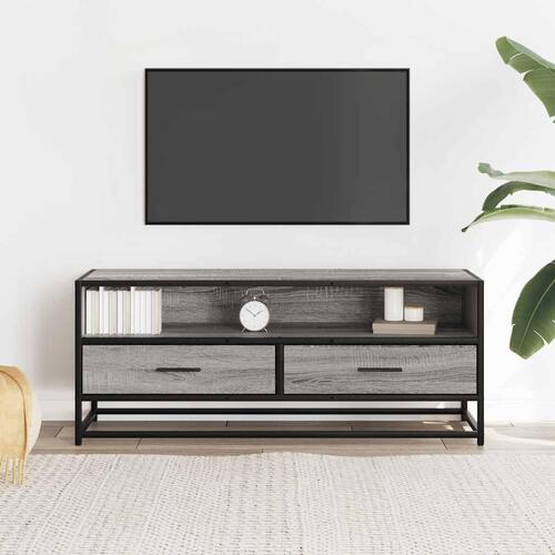 Tv-bord 100x34,5x40 cm konstrueret træ og metal grå sonoma-eg