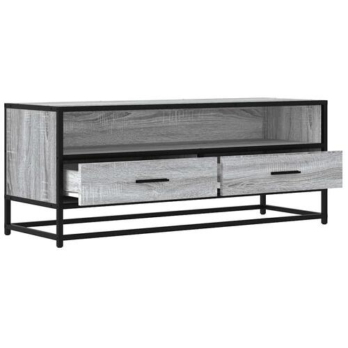 Tv-bord 100x34,5x40 cm konstrueret træ og metal grå sonoma-eg