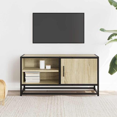 Tv-bord 80x34,5x40 cm konstrueret træ og metal sonoma-eg