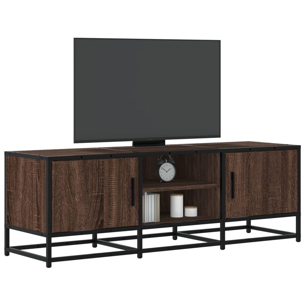 Tv-bord 120x35x41 cm konstrueret træ og metal brun egetræsfarve