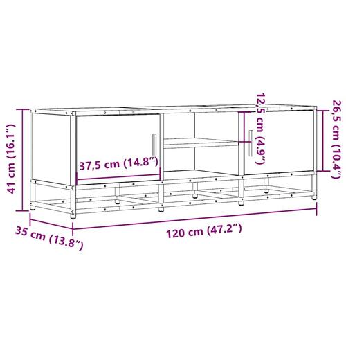 Tv-bord 120x35x41 cm konstrueret træ og metal brun egetræsfarve