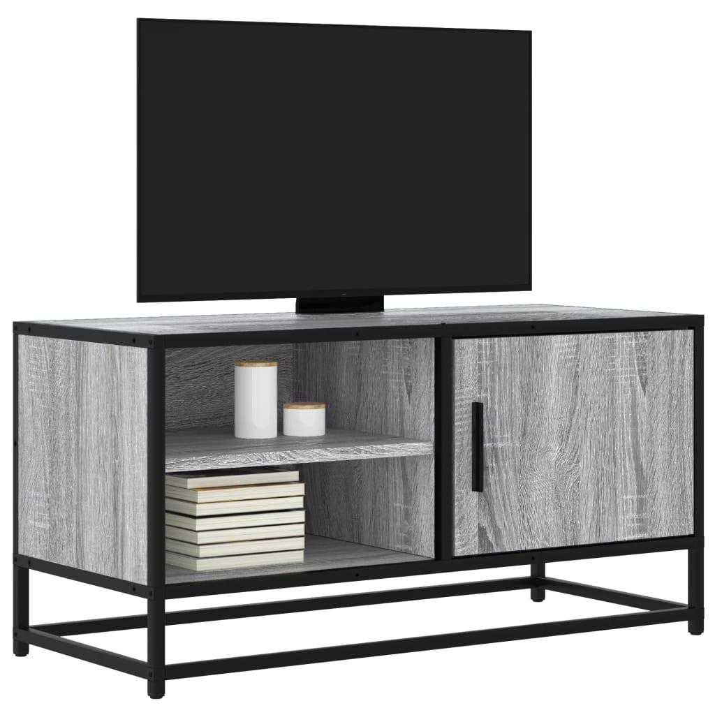 Tv-bord 80x34,5x40 cm konstrueret træ og metal grå sonoma-eg