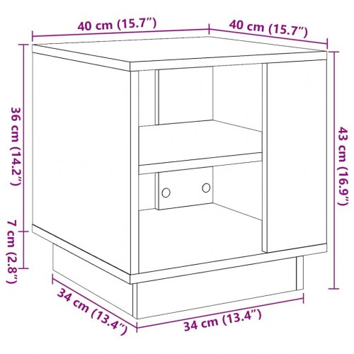 Sofabord 40 × 40 × 43 cm i konstrueret træ - antikt trælook