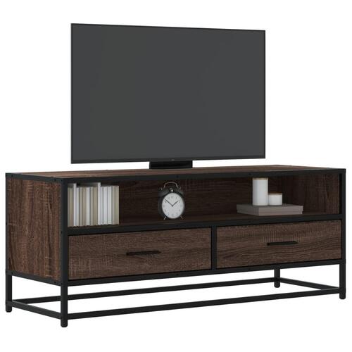 Tv-bord 100x34,5x40 cm konstrueret træ metal brun egetræsfarve