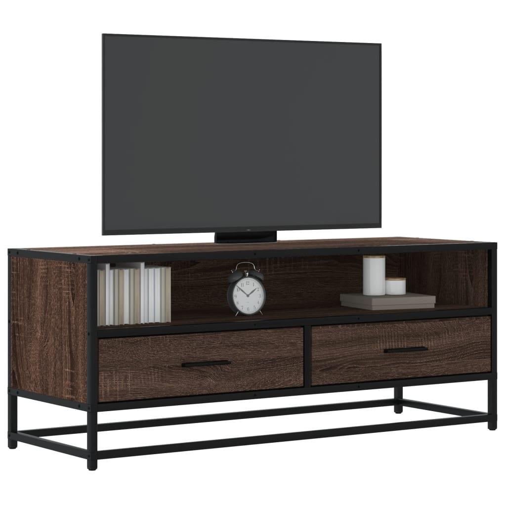 Tv-bord 100x34,5x40 cm konstrueret træ metal brun egetræsfarve