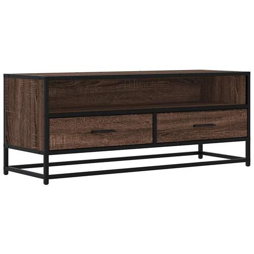 Tv-bord 100x34,5x40 cm konstrueret træ metal brun egetræsfarve